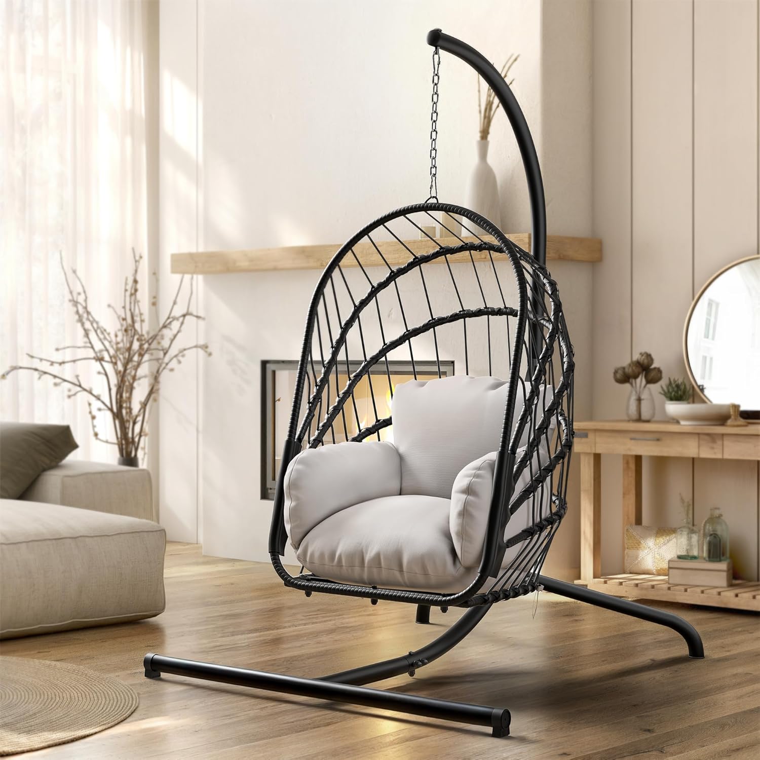 Hanging Rattan Wicker Egg Chair-Aldronix