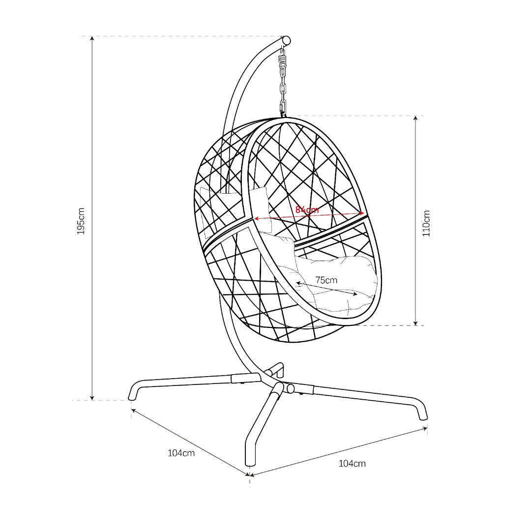 IN STOCK Grey hanging egg chair wicker hammock garden swing seat-Aldronix