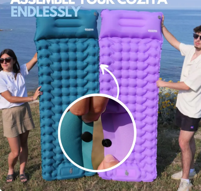Inflatable sleeping mat with storage bag, ergonomic inflatable camping mat-Aldronix