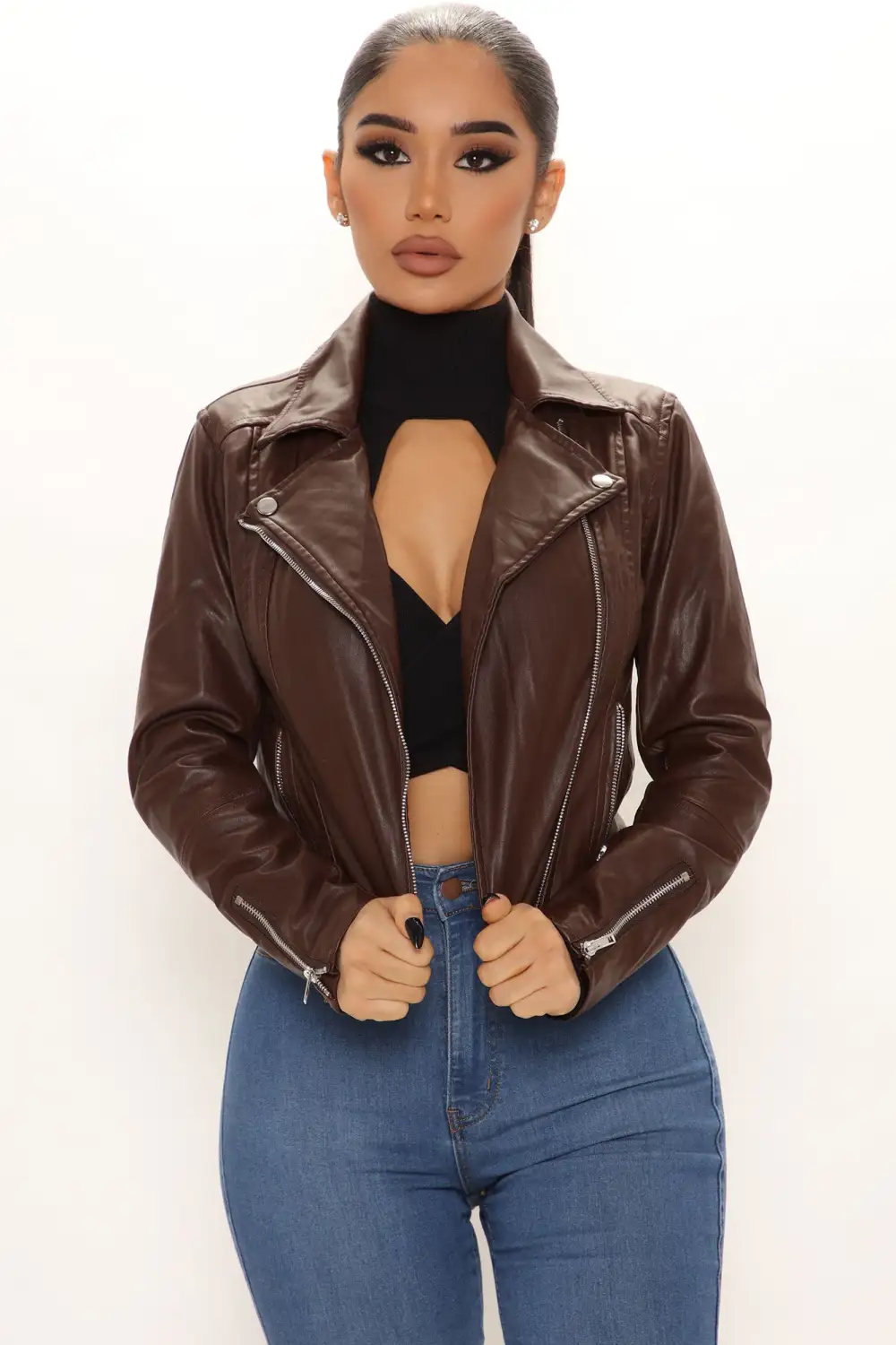 Never Average Moto Jacket - Brown-Aldronix