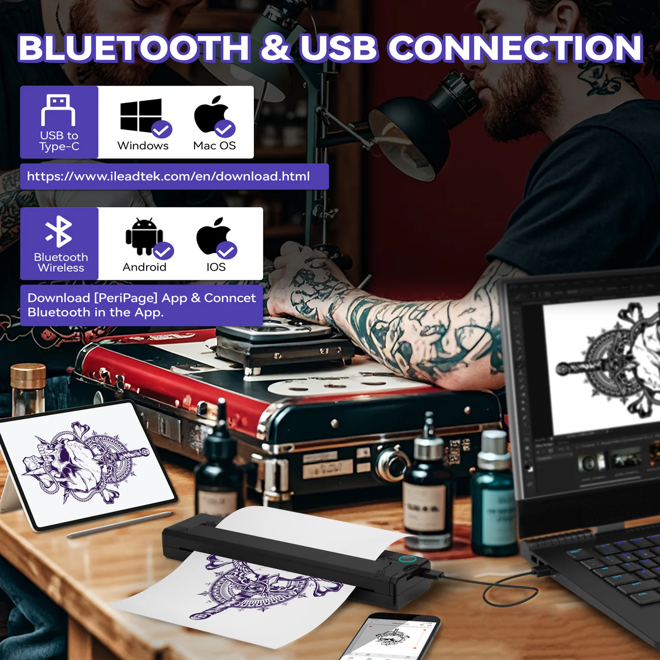 wireless thermal tattoo printer-Aldronix