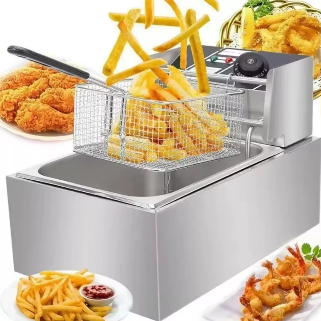 Electric Fryer 6L, Stainless Steel, 2500W – Adjustable Thermostat, Anti-Splash Lid-Aldronix