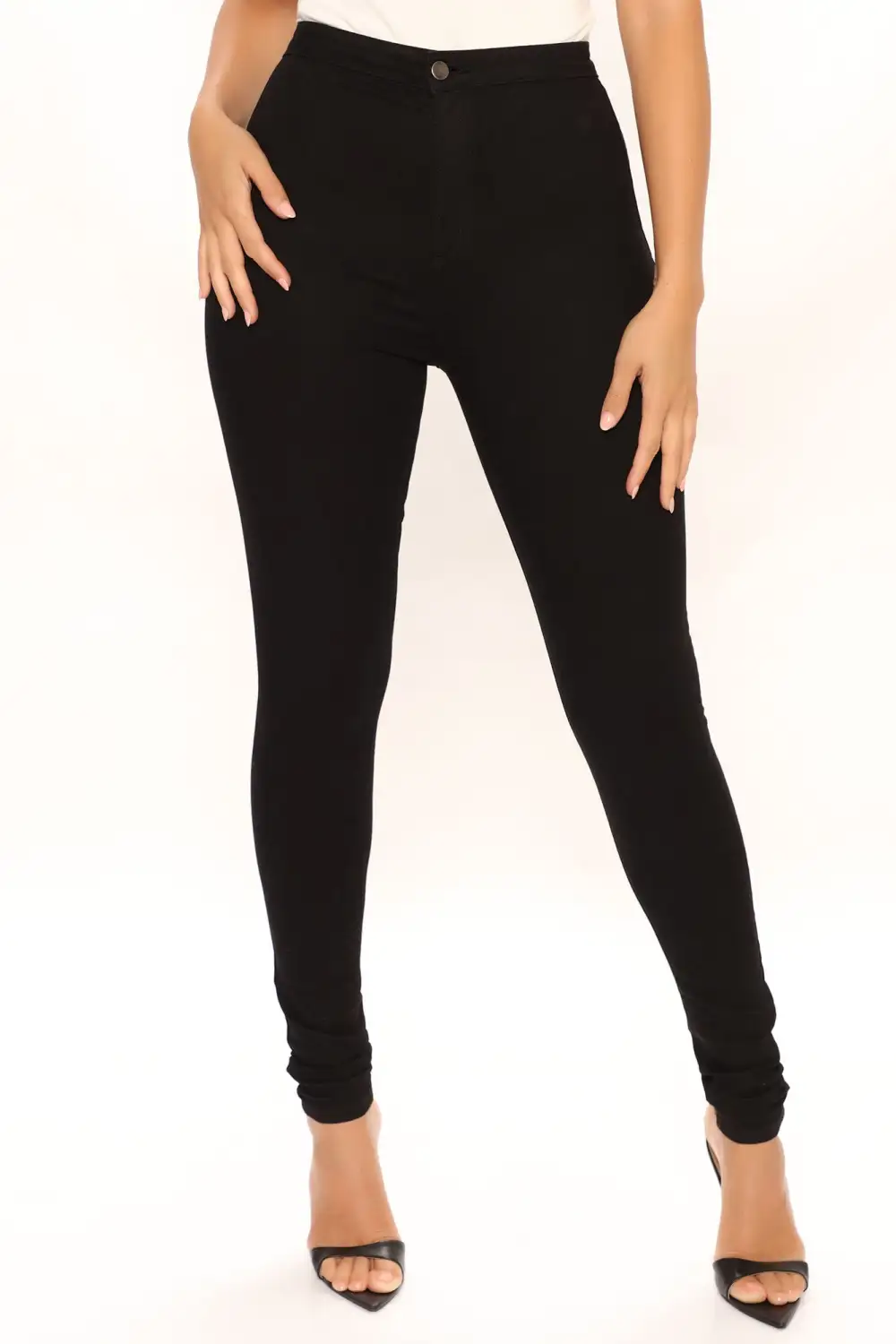 Tall Super High Waist Denim Skinnies - Black-Aldronix