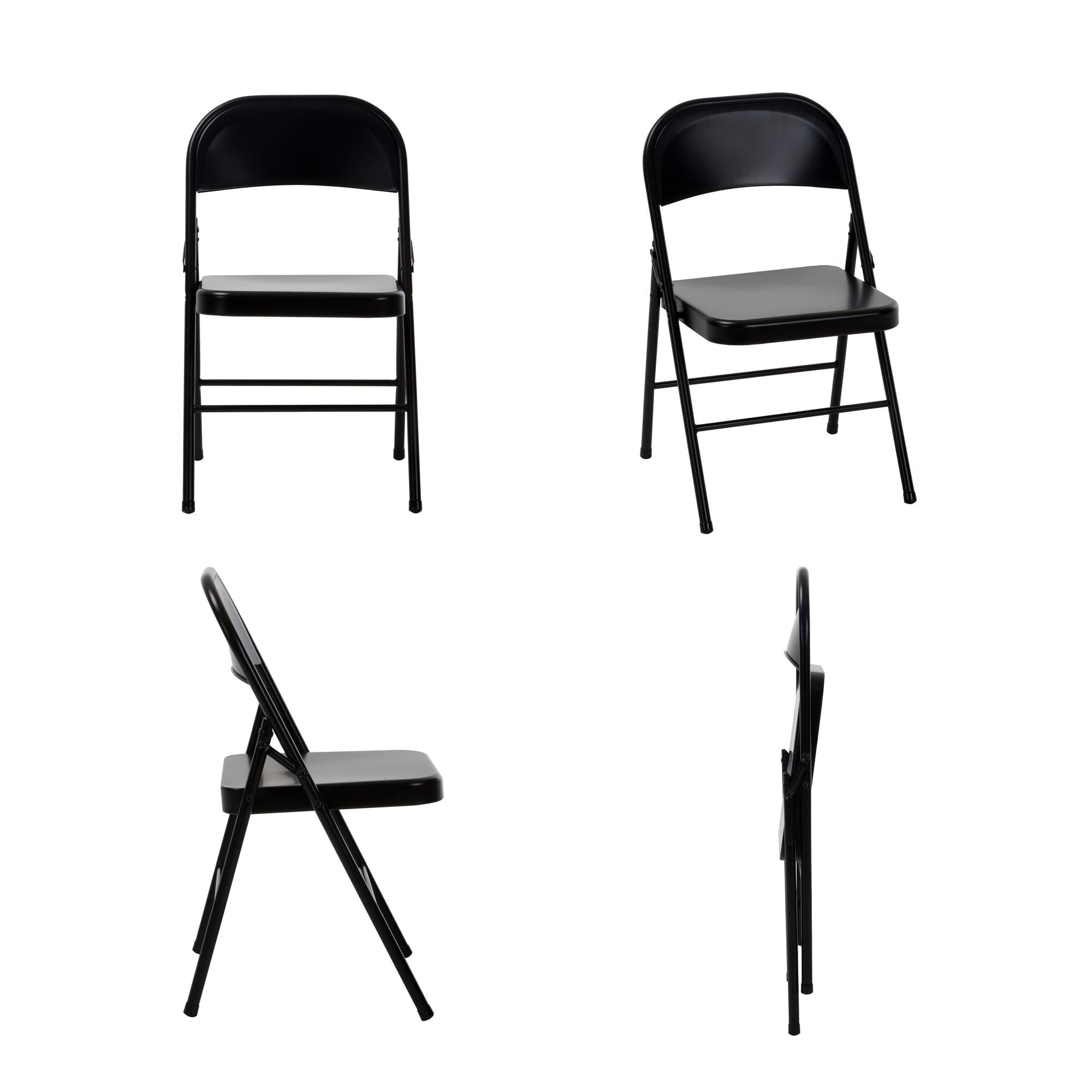 Steel Folding Chair (4 Pack), Black-Aldronix