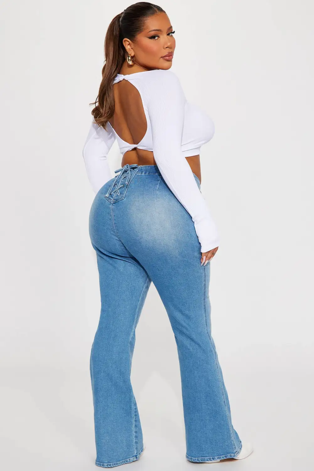 Houston Lace Up Bootcut Jean - Medium Wash-Aldronix