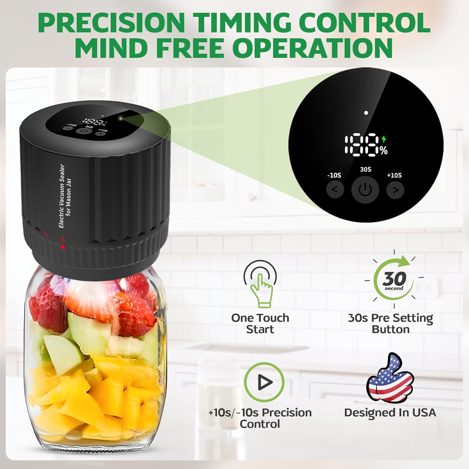 Wizcave Mason Jar Vacuum Sealer Kit for Food Storage Compatible Wide & Regular Mouth Mason lids-Aldronix