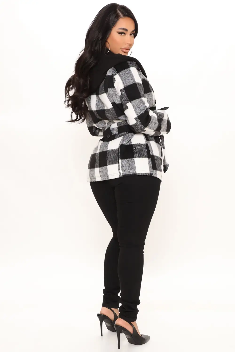 Always On The Go Plaid Jacket - Black/White-Aldronix