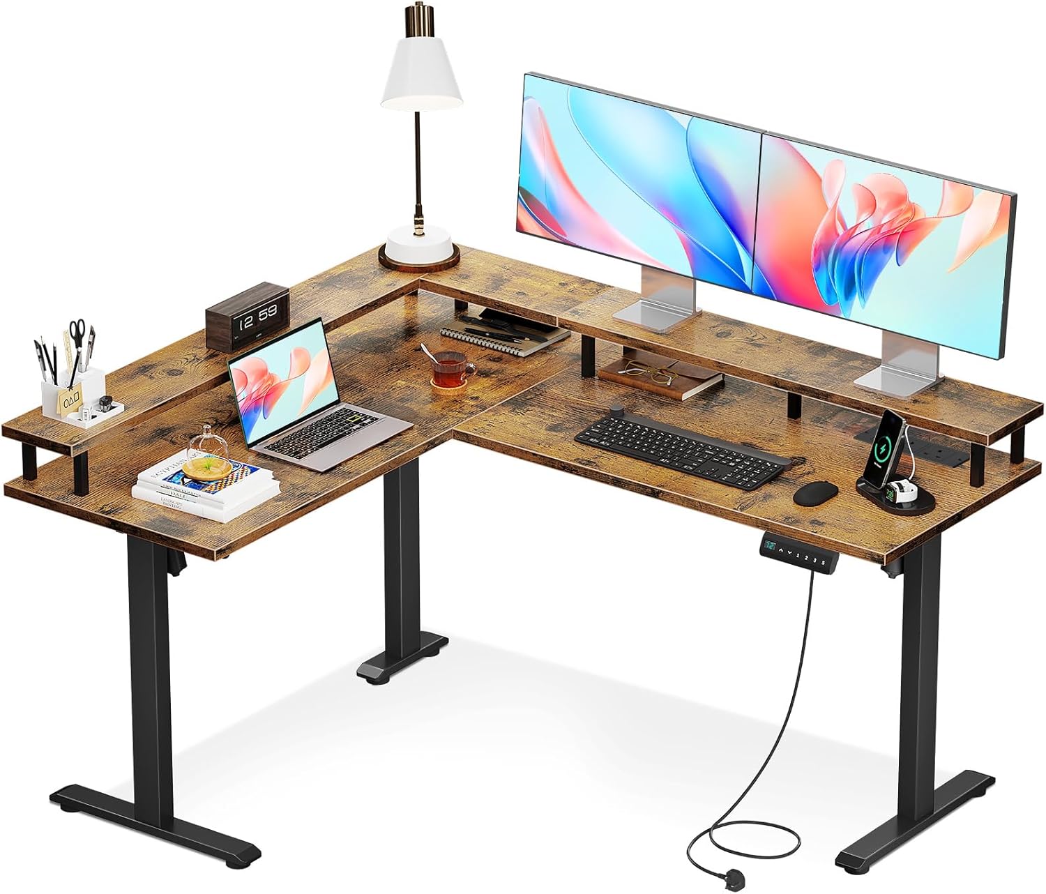 L Shaped Electric Standing Desk-Aldronix