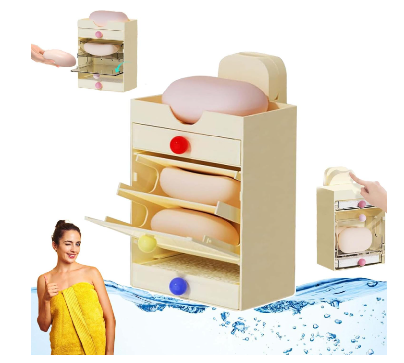 Suction Cup Wall Mounted Multi-Layer Soap Dish Waterproof with Drainage Box-Aldronix