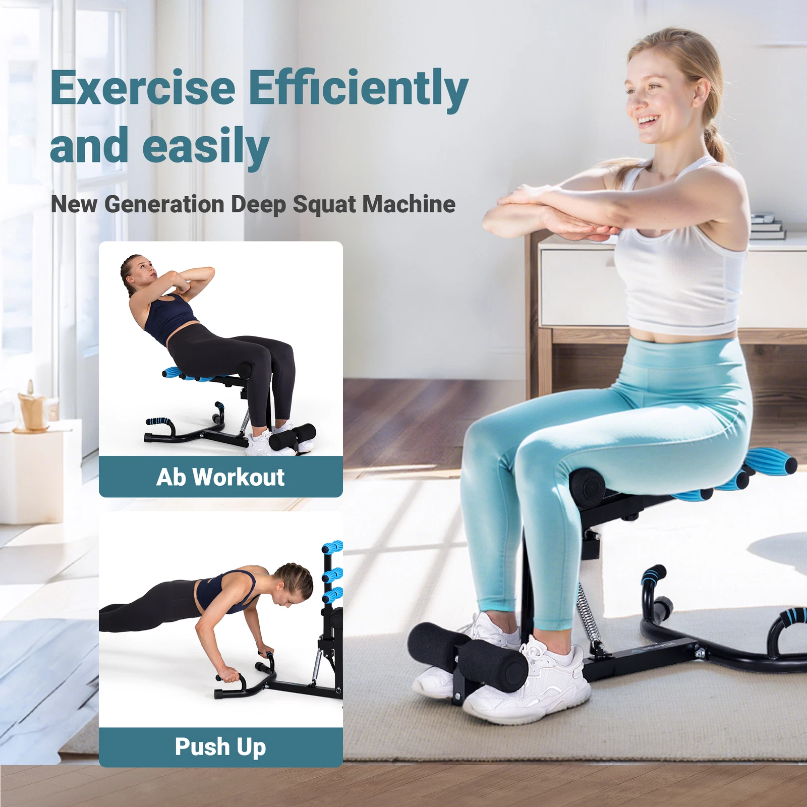 MERACH New Deep Squat Workout Machine Adjustable Glutes Trainer Exercise Fitness-Aldronix