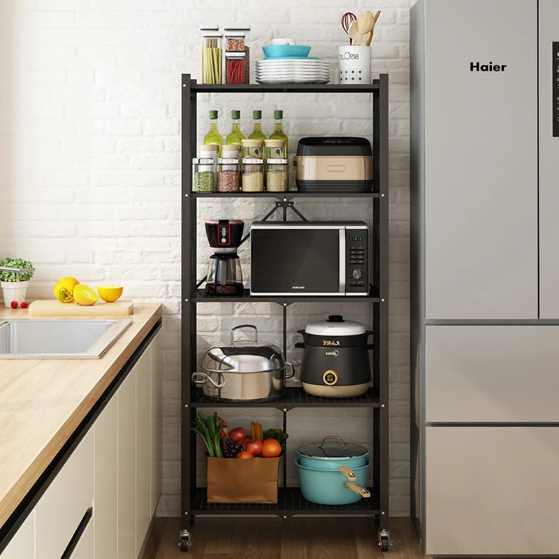 Today Only $39.99  3/4/5-Tier Foldable Rack with Wheel Carbon Steel-Aldronix
