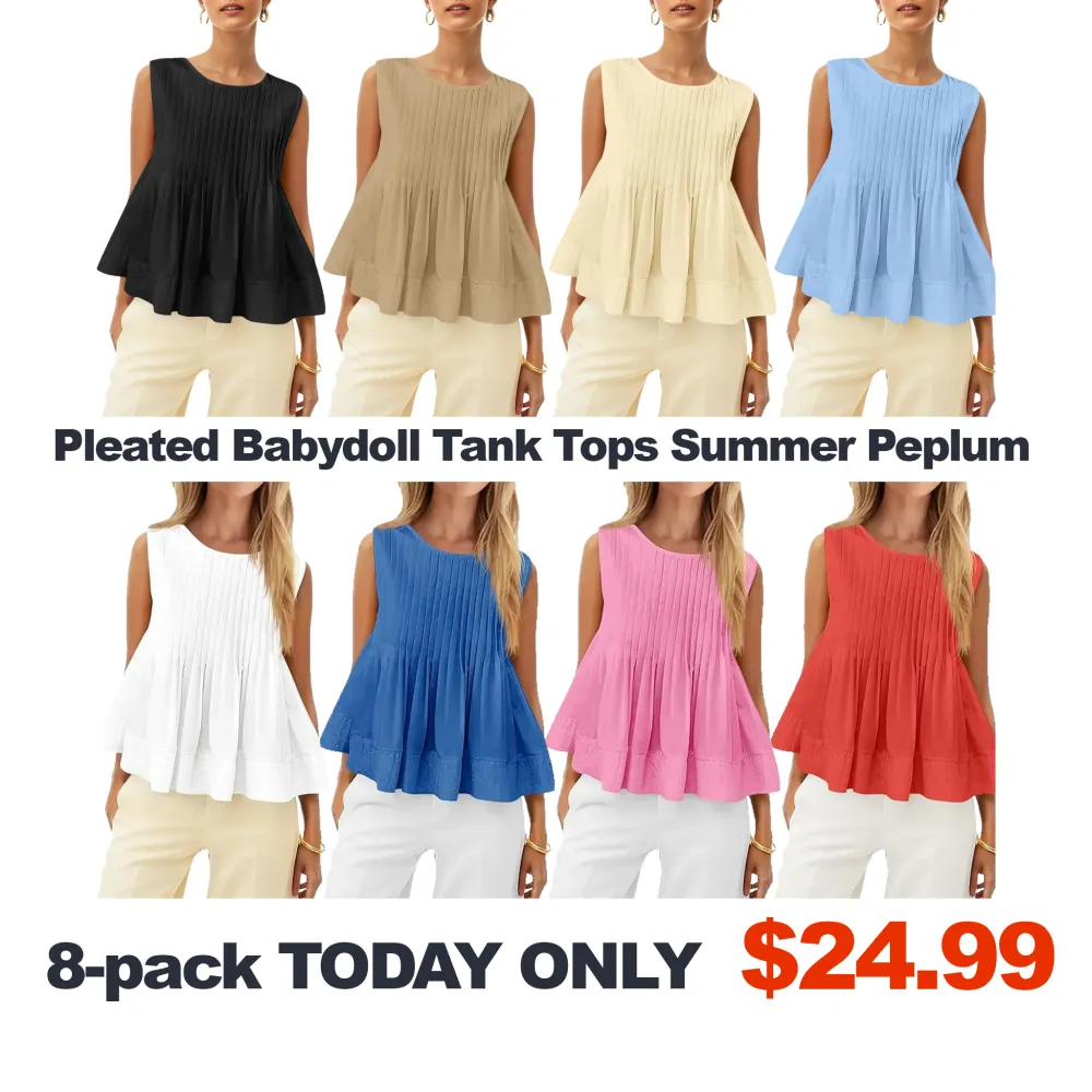 Women's Pleated Babydoll Tank Tops Summer Peplum-Aldronix