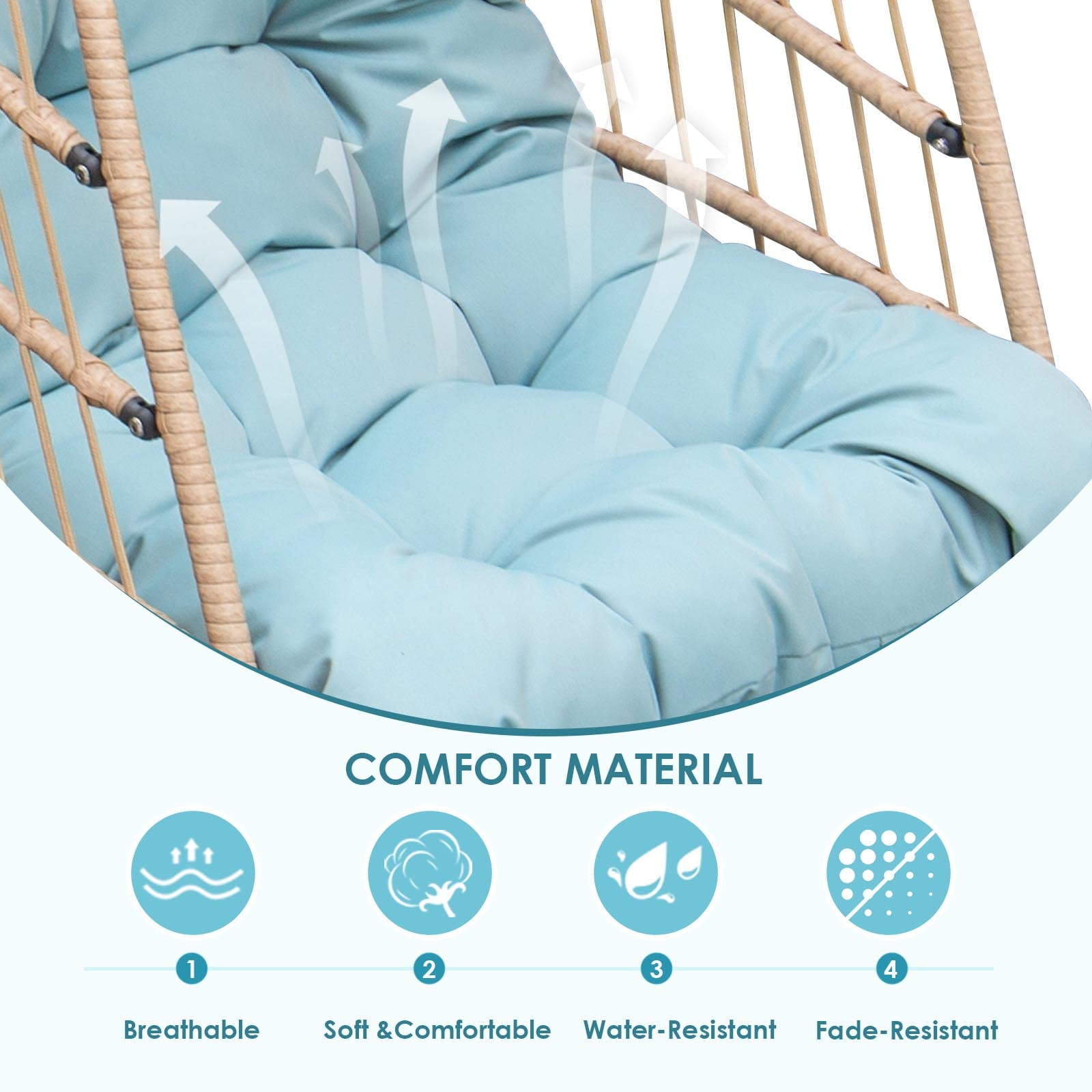 Swing Egg Chair Hanging Chair With Stand Grey Color 350 lbs Maximum Weight Foldable-Aldronix