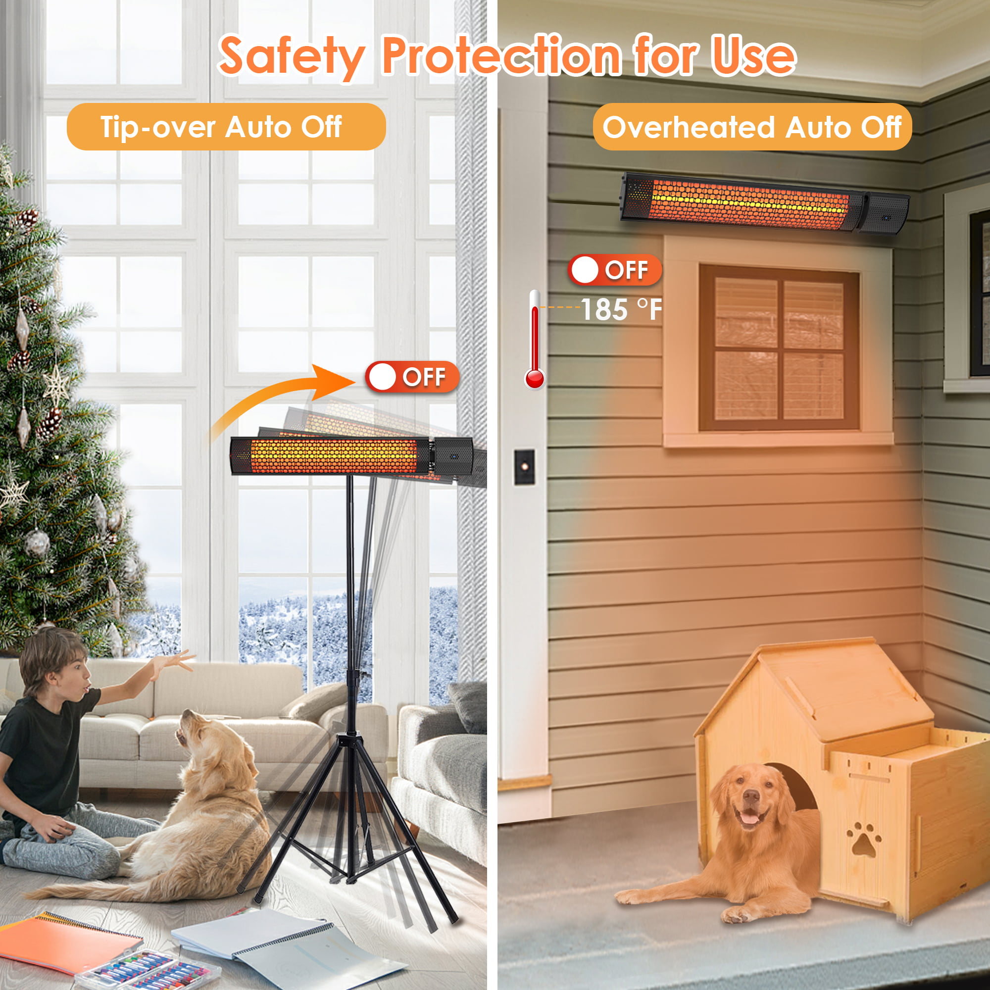 Outdoor Heaters for Patio, Nertpow Infrared Electric Patio Heater for Indoor/Outdoor Use with Tripod&Remote Control, 1500W Space Heater IPX5, Wall-Mounted For Garage Backyard-Aldronix