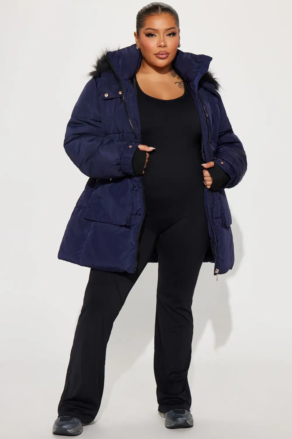 Cold Feelings Puffer Jacket - Navy-Aldronix