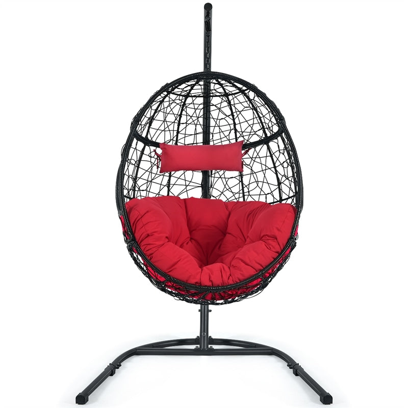 Outdoor Hanging Egg Chair Swing Hammock Chair Set with Stand & Cushion-Aldronix
