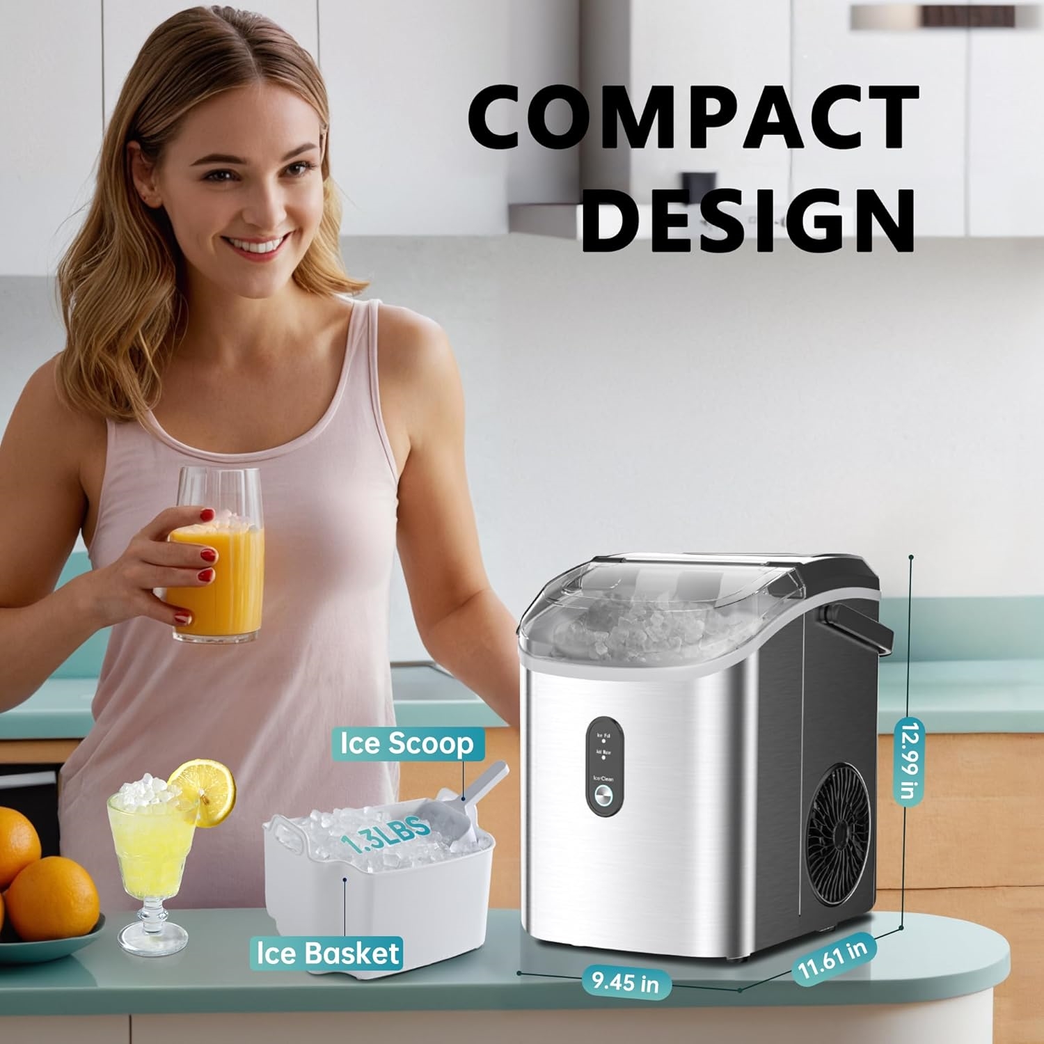 Ice Maker Countertop with Handle-Aldronix