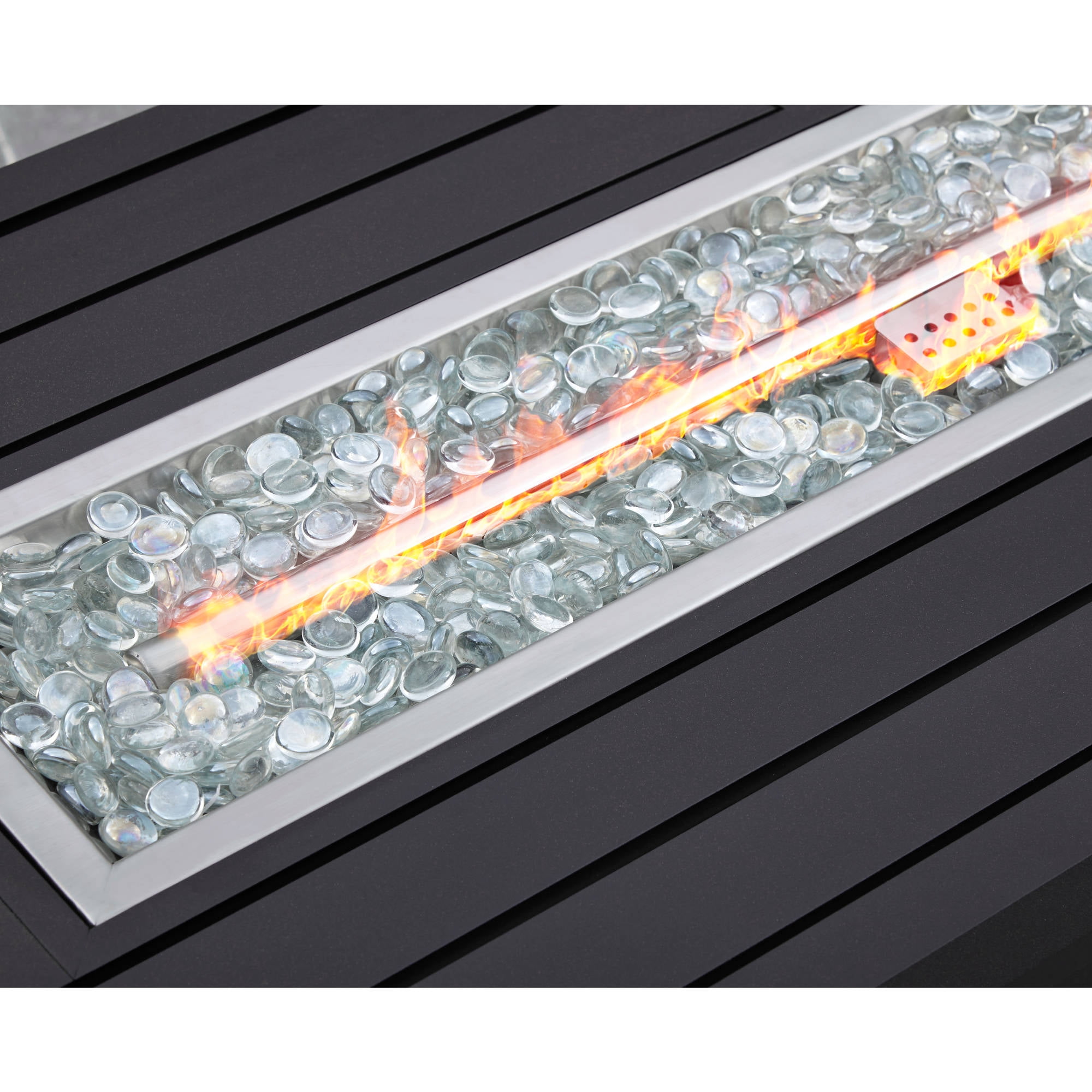 57" x 21" 50000 BTU Propane Gas Dark Bronze Finish Stainless Steel and Aluminum Fire Pit Table-Aldronix