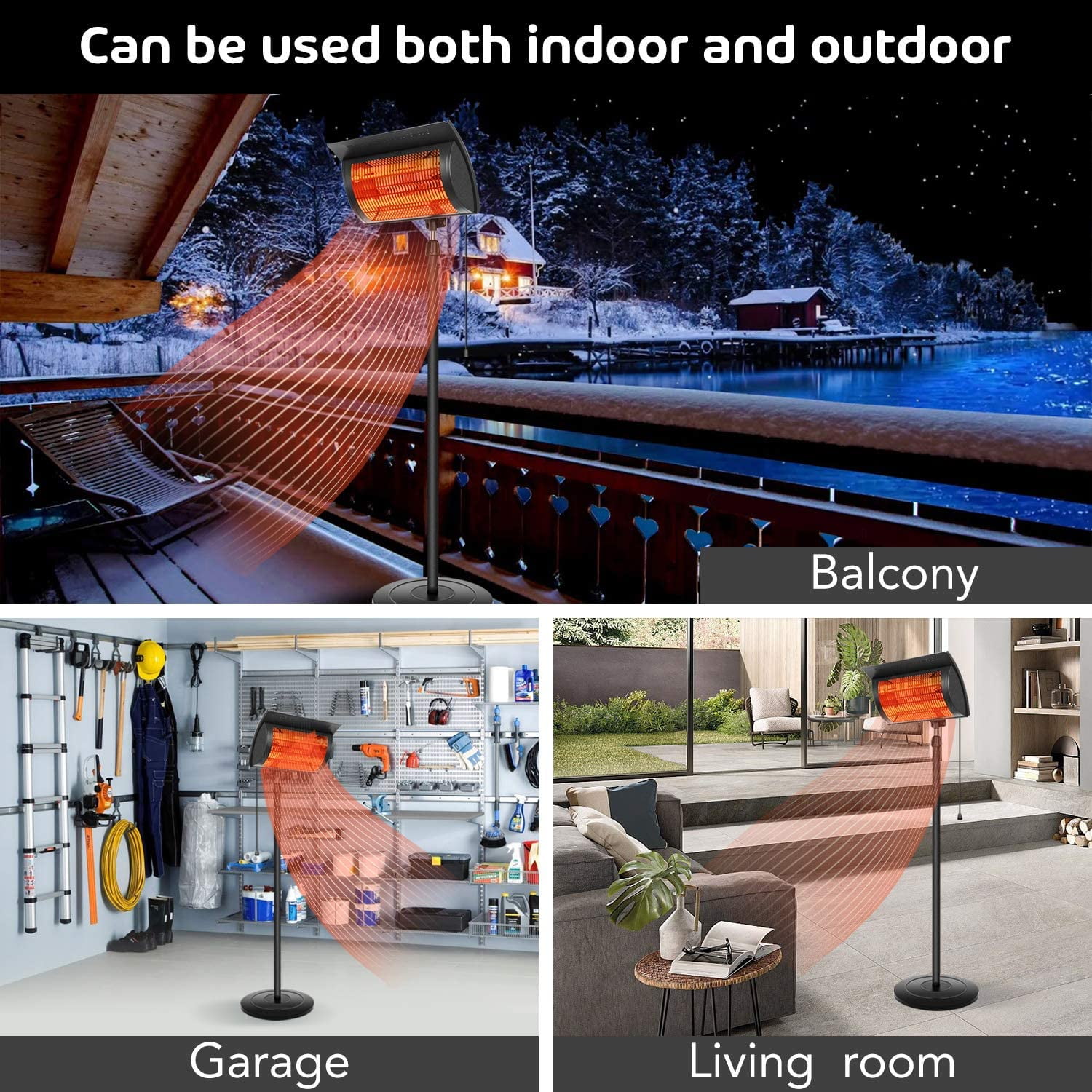 standing Heater Patio Outdoor, Courtyard with Overheat Protection, 750W/1500W-Aldronix