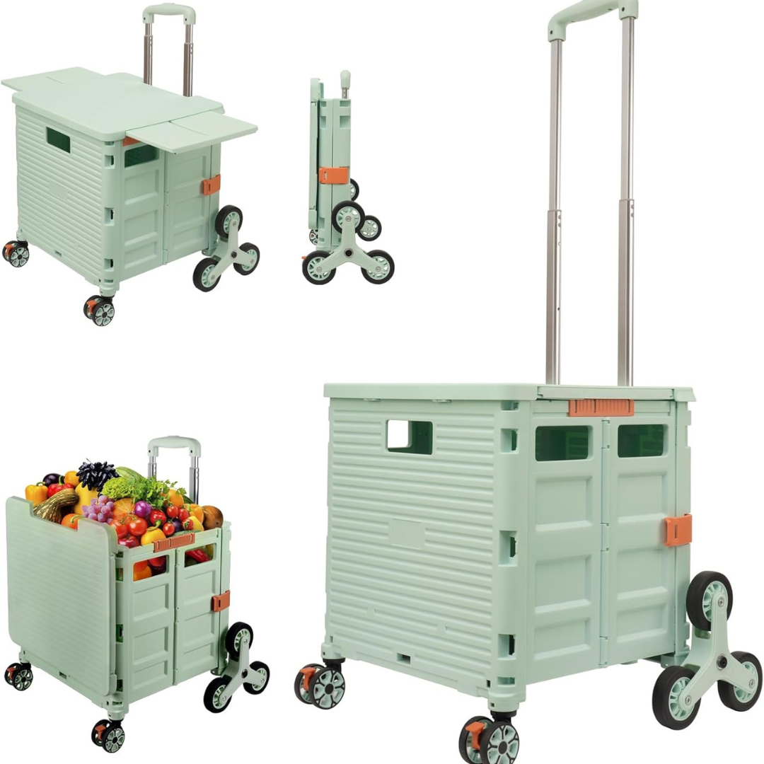 Folding Portable Rolling Crate Handcart - Heavy Duty Collapsible Basket-Aldronix