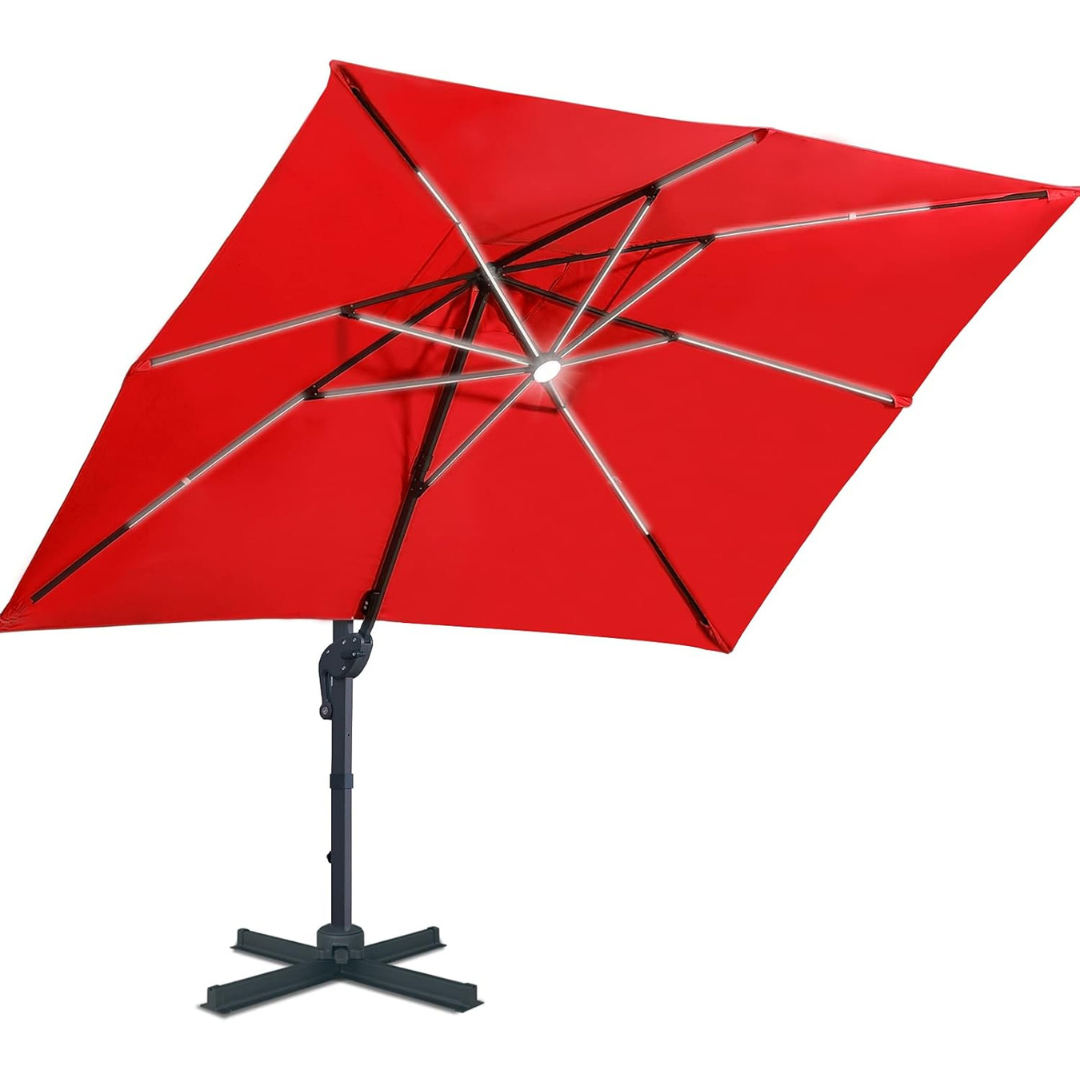 LED Solar Patio Umbrella -360°Rotation-Aldronix