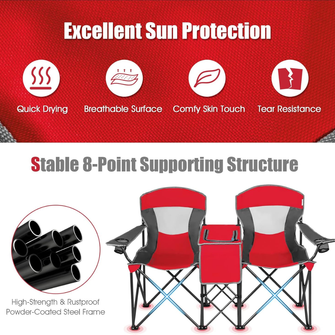 Double Camping Chair w/Shade Canopy-Aldronix