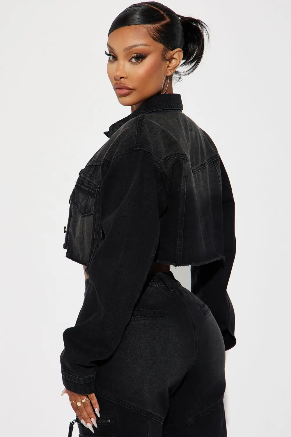 Angel In Disguise Cargo Denim Jacket - Black Wash-Aldronix