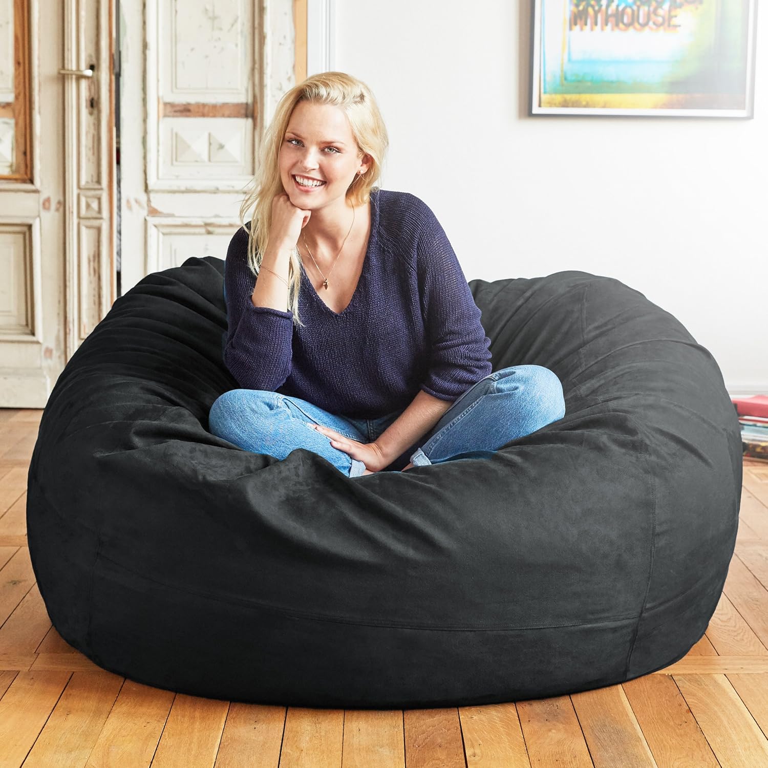  Giant 7ft Bean Bag Chair with Microsuede Cover - Ultra Soft-Aldronix