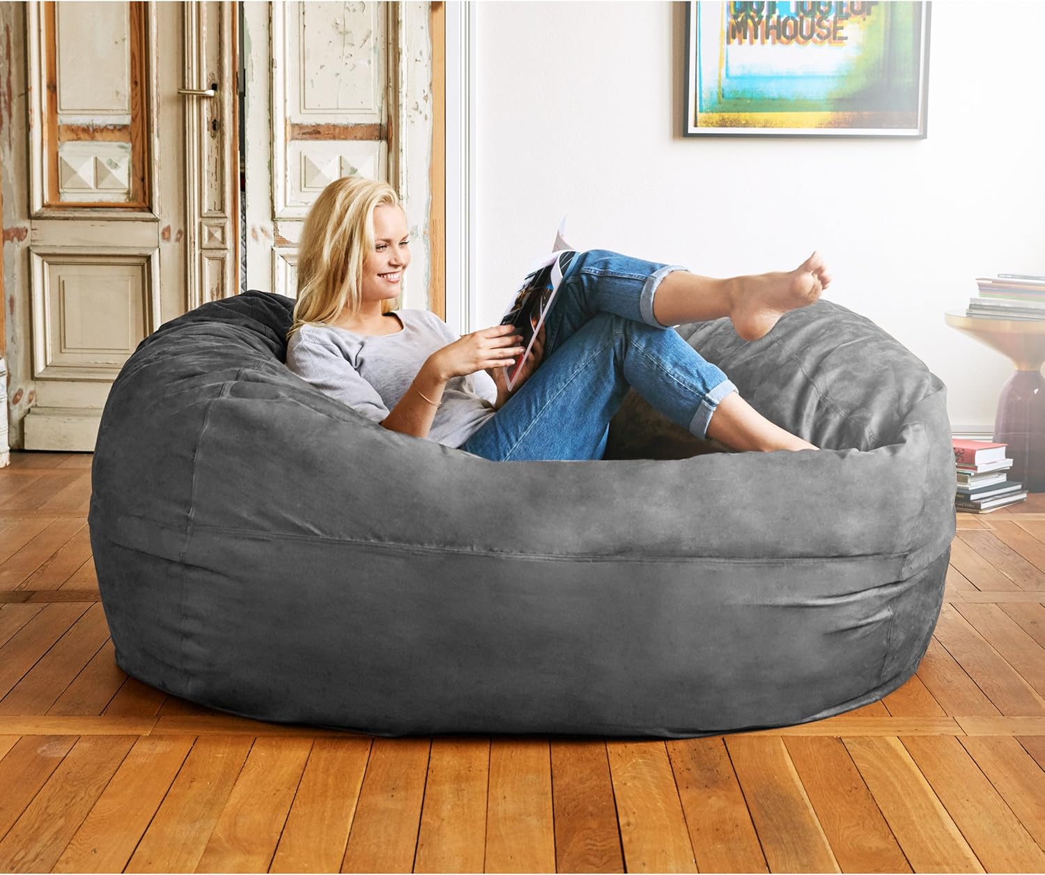  Giant 7ft Bean Bag Chair with Microsuede Cover - Ultra Soft-Aldronix