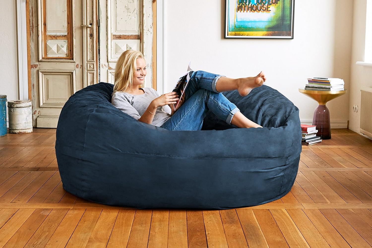  Giant 7ft Bean Bag Chair with Microsuede Cover - Ultra Soft-Aldronix