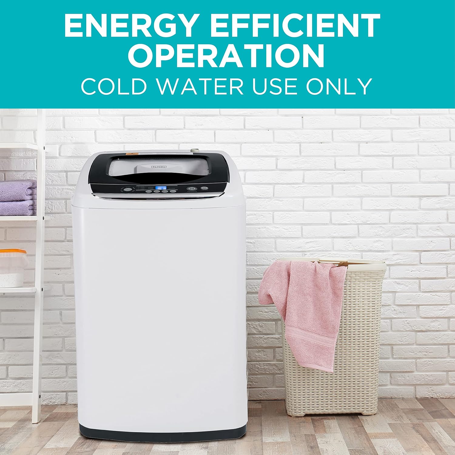 BLACK+DECKER 0.9 Cu. Ft. Portable Washer, 6.6 lb. Capacity Washing Machine for Homes & Apartments, 5 Wash Cycles, Quick Connect Sink Adapter and Drain Hose Included, Transparent Lid, BPWM09W, White-Aldronix