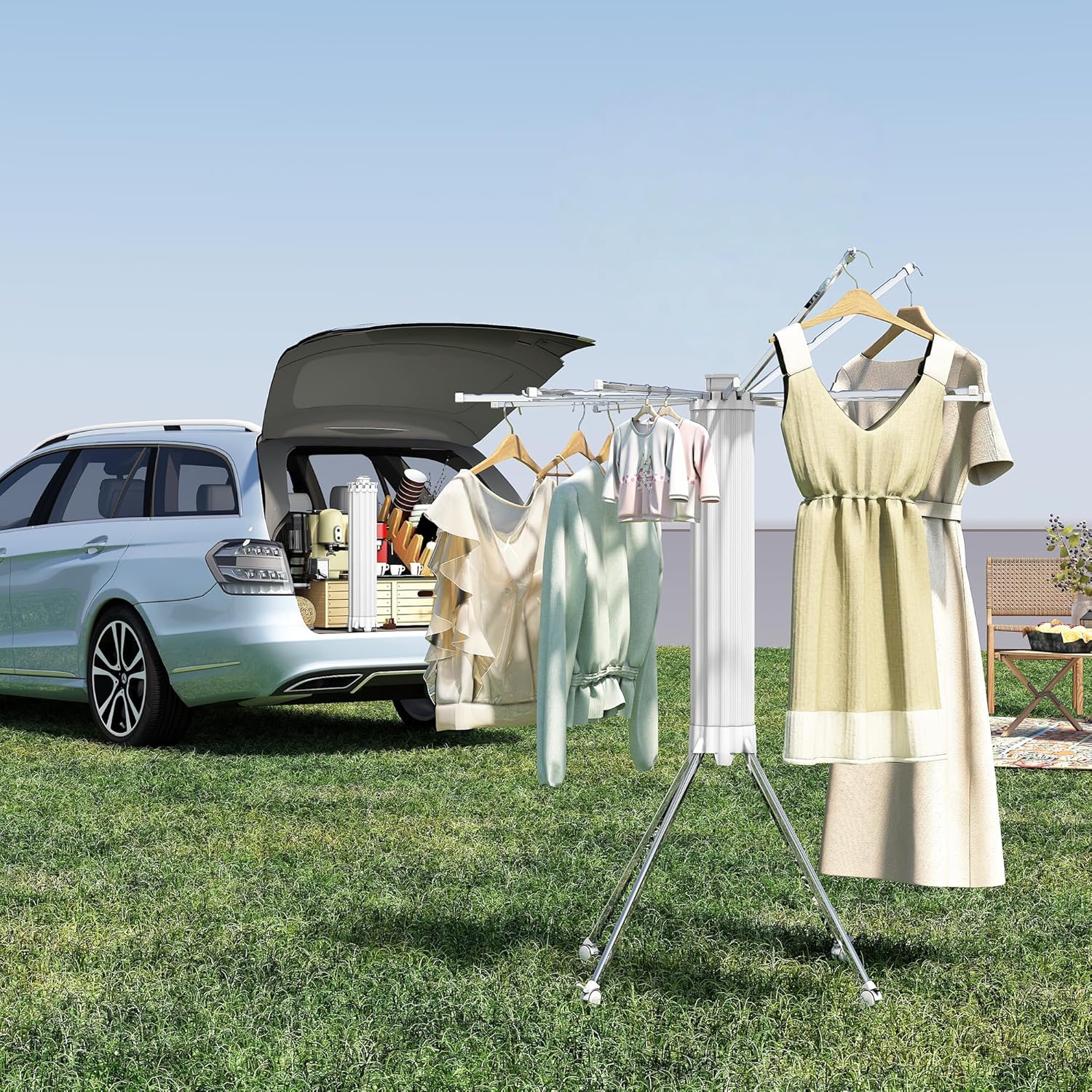 JOOM Tripod Clothes Drying Rack, Garment Rack Portable and Foldable Space Saving Laundry Drying Rack - Drying Rack Clothing Floor Folding Balcony Bedroom Household Wooden-Aldronix