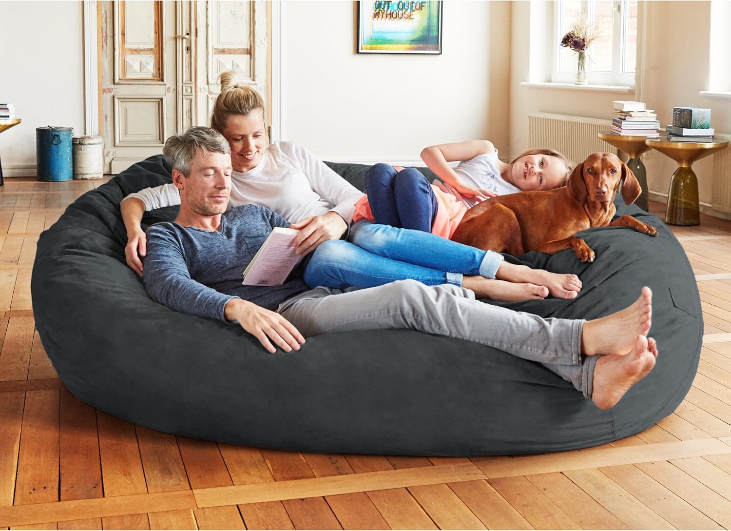  Giant 7ft Bean Bag Chair with Microsuede Cover - Ultra Soft-Aldronix