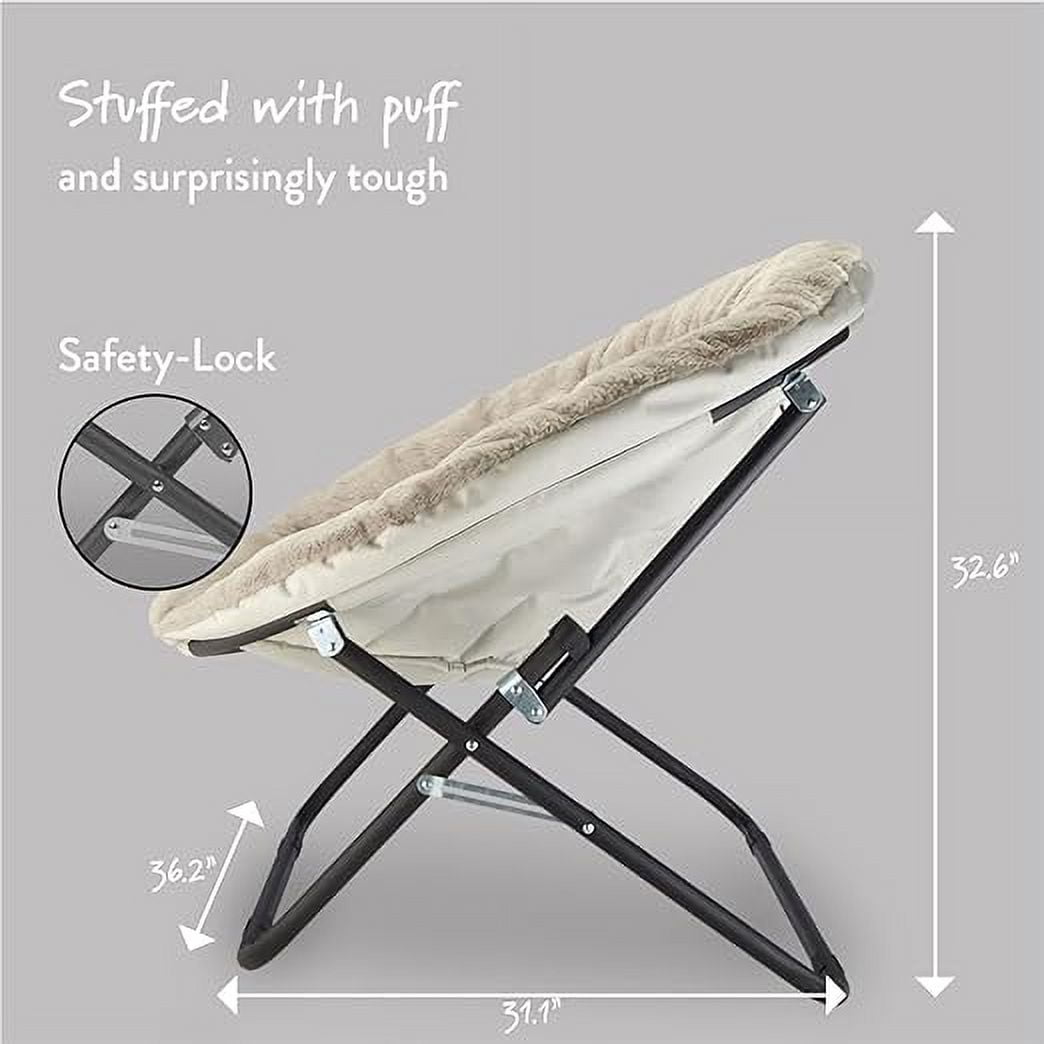 Grey Oversized Faux Rabbit Fur Saucer Chair-Aldronix