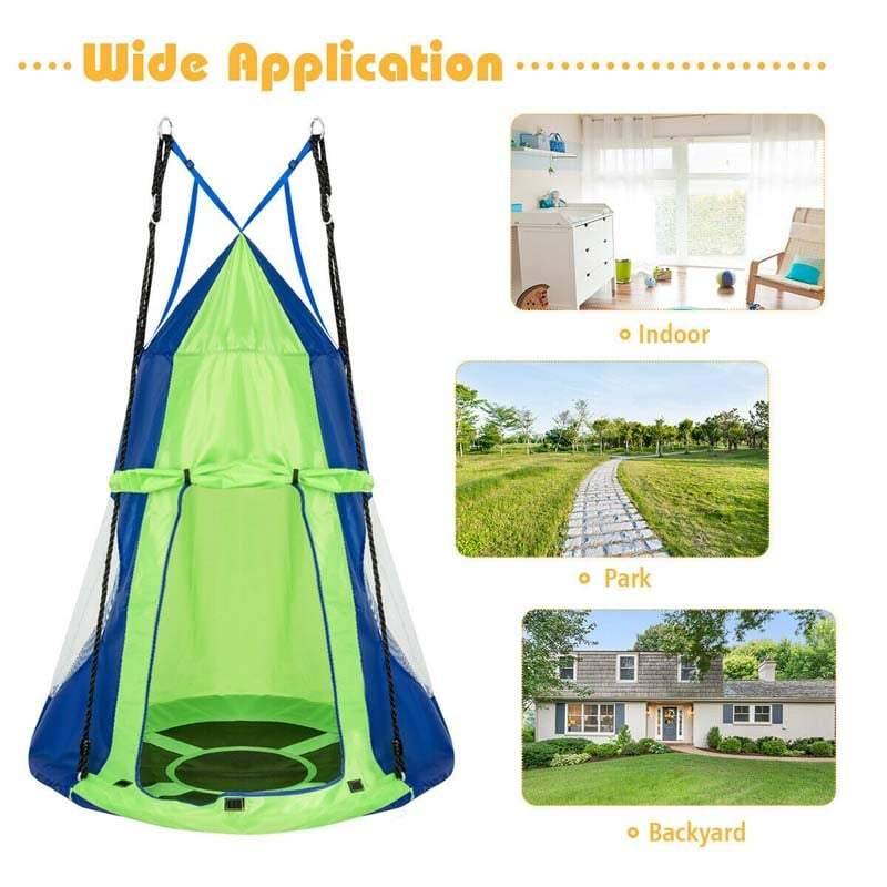 40'' Kids Hanging Tent Swing Saucer Chair Swing Tent Set-Aldronix