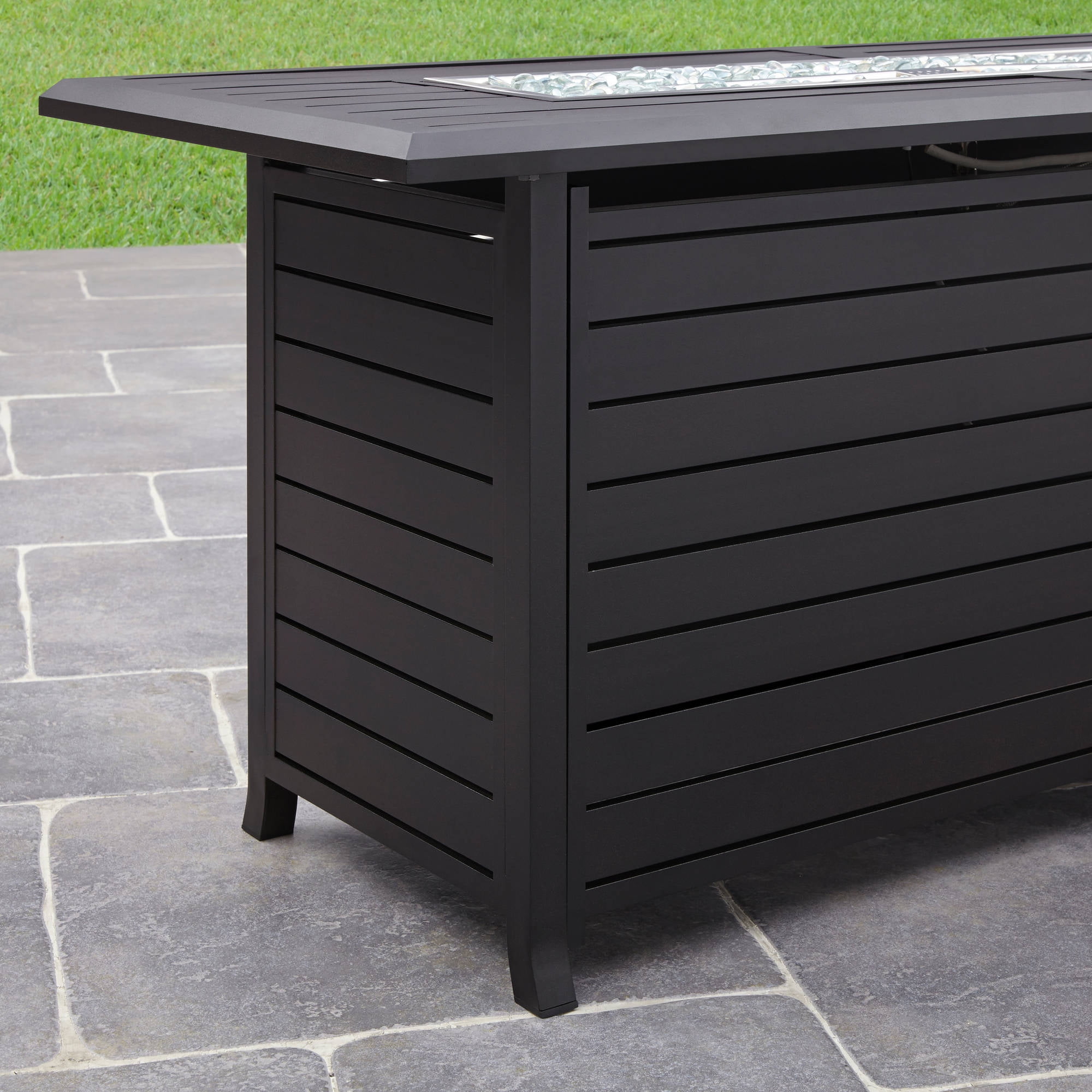 57" x 21" 50000 BTU Propane Gas Dark Bronze Finish Stainless Steel and Aluminum Fire Pit Table-Aldronix