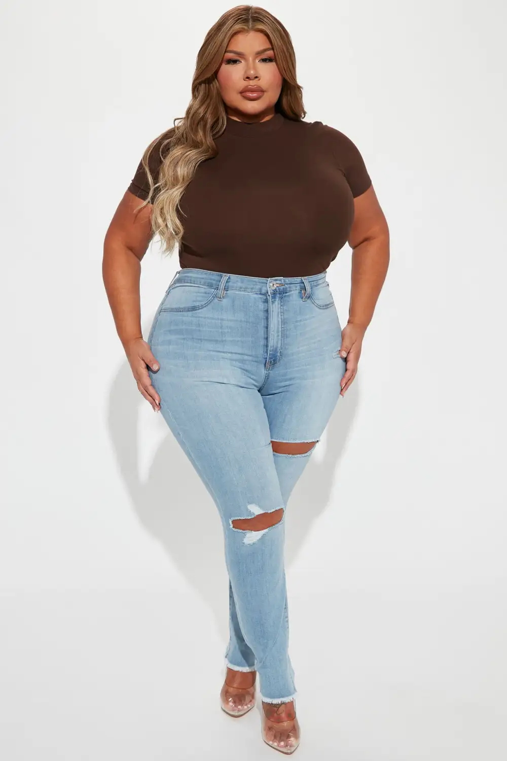 Stacey Super Stretch Ripped Skinny Jeans - Light Wash-Aldronix