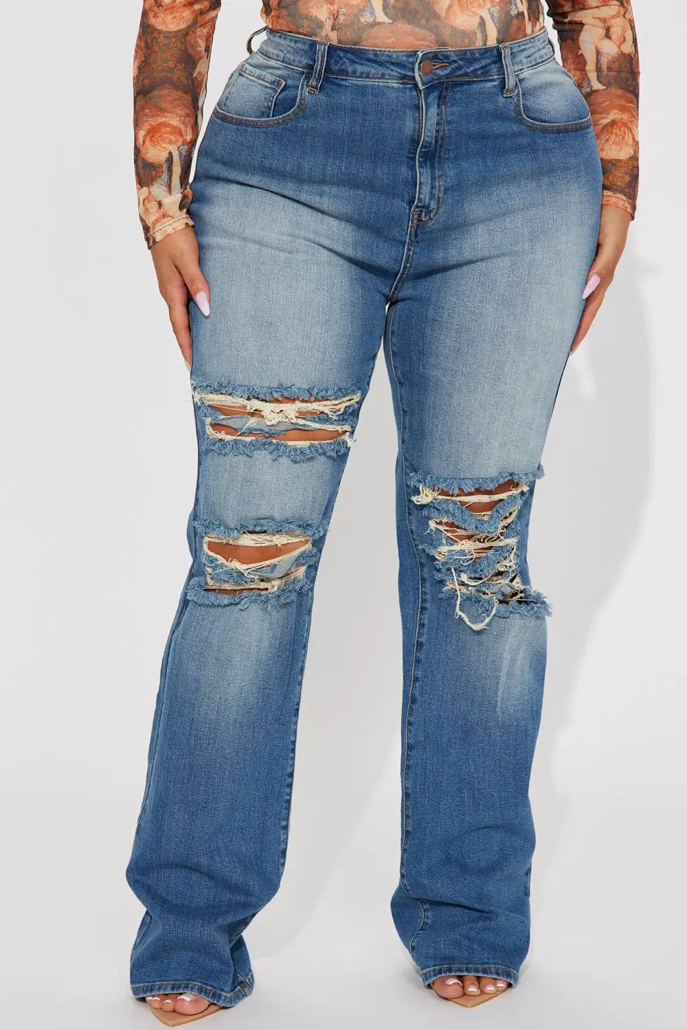 Let It Be Stretch Straight Leg Jeans - Medium Wash-Aldronix