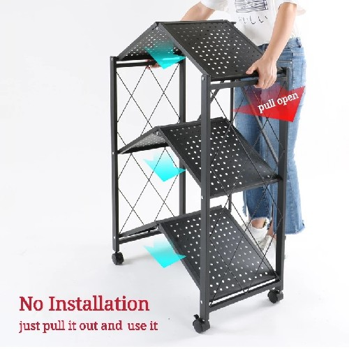 Today Only $39.99  3/4/5-Tier Foldable Rack with Wheel Carbon Steel-Aldronix