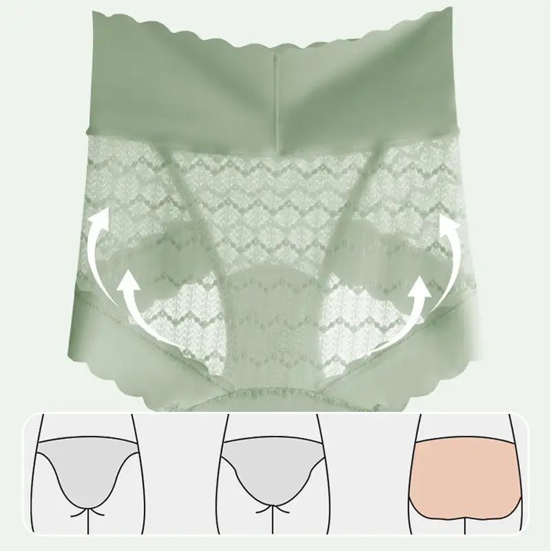 Breathable Seamless High-Waist Lace Panties-Aldronix