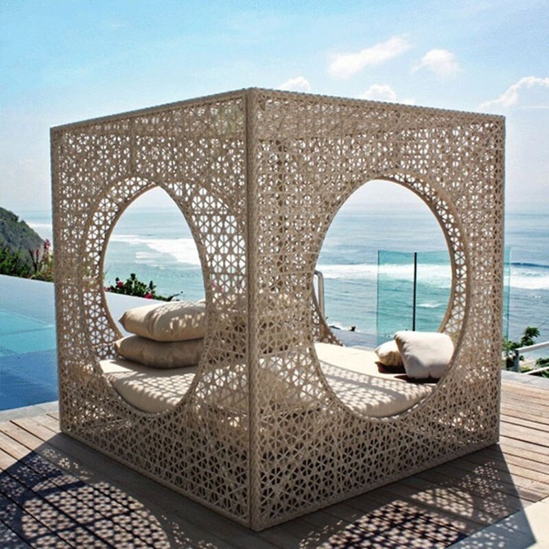 Outdoor Rattan Bed Sofa Garden Courtyard Balcony  Lounge Chair Leisure Swimming Pool Lazy    Furniture-Aldronix