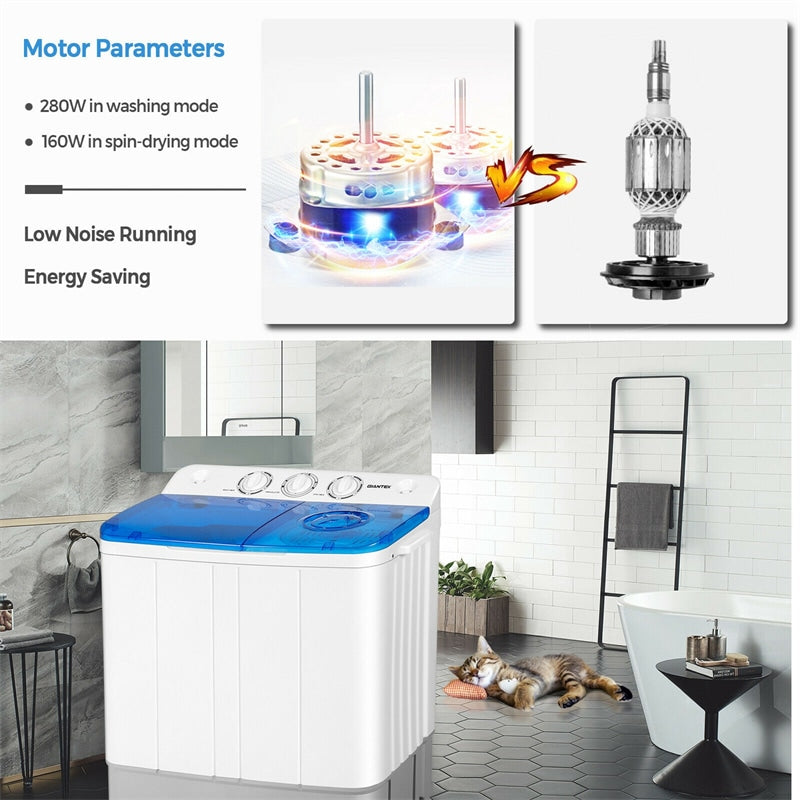 22 lbs Portable Mini Twin Tub Washing Machine 2-in-1 Laundry Washer Dryer Combo-Aldronix