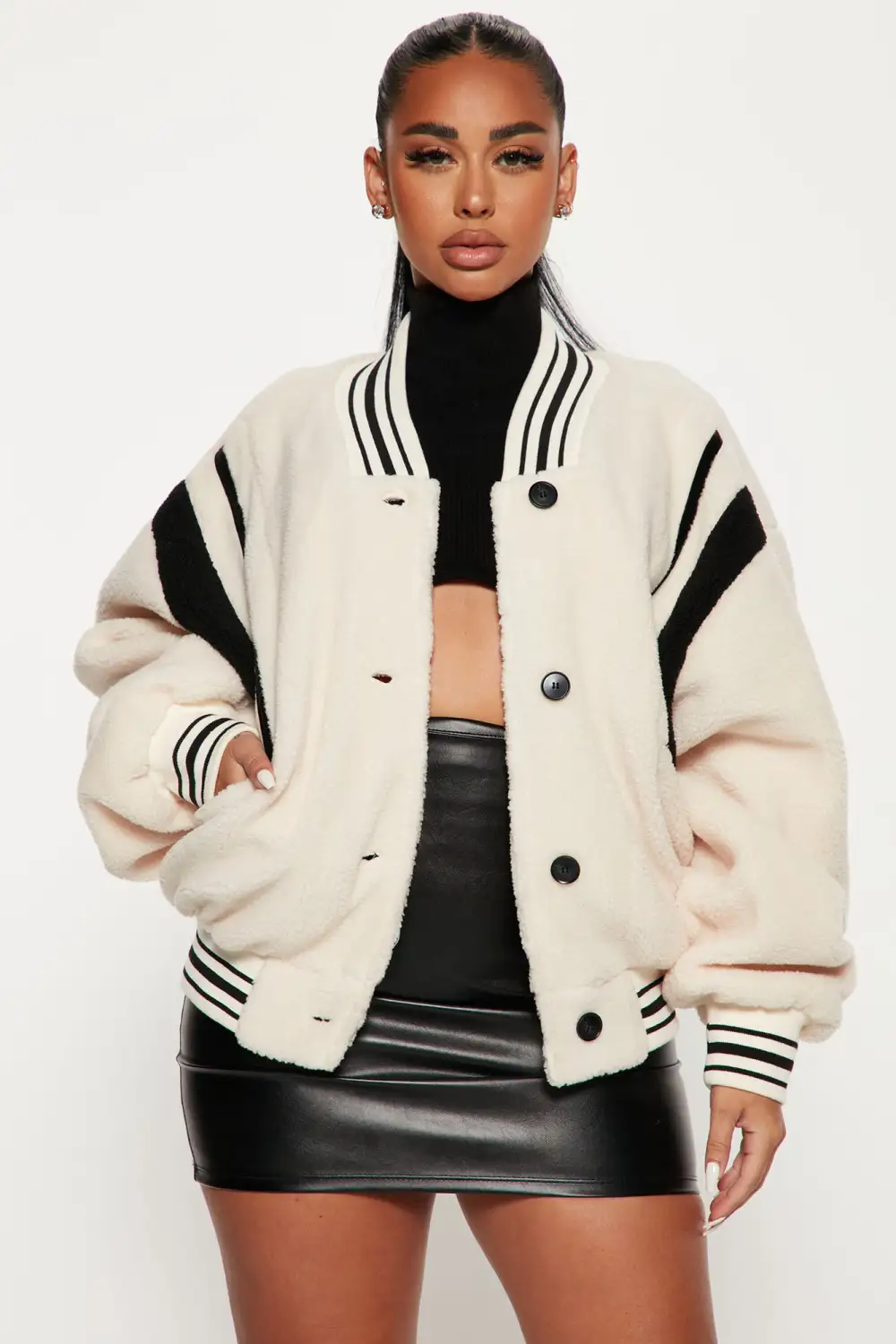 Lynette Varsity Jacket - Ivory/combo-Aldronix