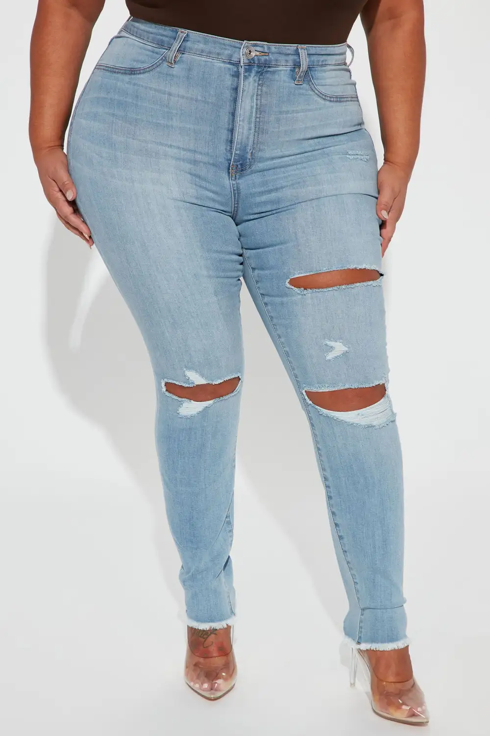 Stacey Super Stretch Ripped Skinny Jeans - Light Wash-Aldronix