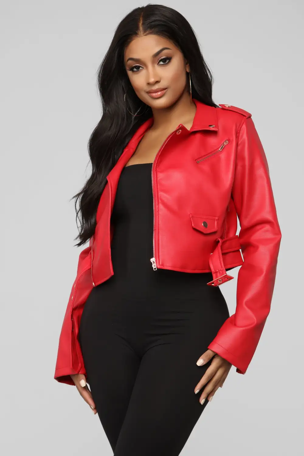 Remind Me Later Faux Leather Jacket - Red-Aldronix