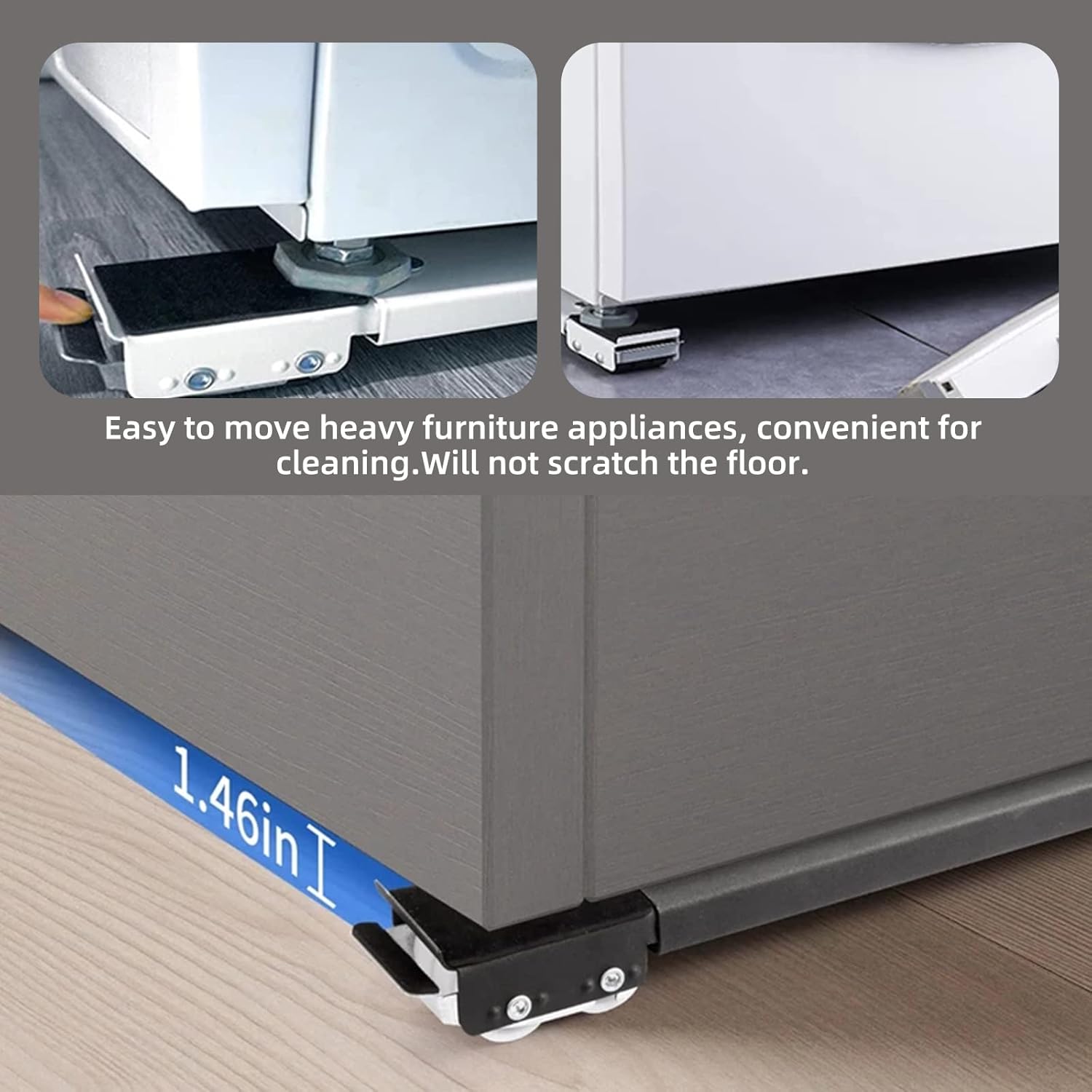 Washing Machine Base Frame with Wheels, Refrigerator Refrigerator Plate, Furniture Roller Guide, Adjustable 45-72 cm, Bear Load 700 kg, Stable and Non-Slip, for Washing Machines, Dryers-Aldronix