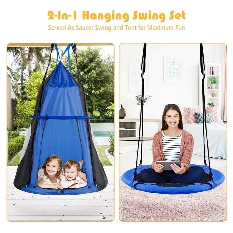 40'' Kids Hanging Tent Swing Saucer Chair Swing Tent Set-Aldronix