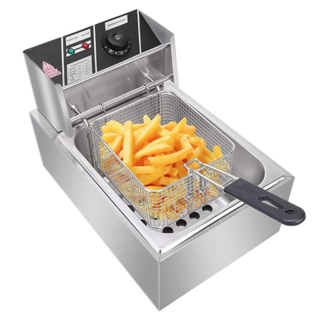 Electric Fryer 6L, Stainless Steel, 2500W – Adjustable Thermostat, Anti-Splash Lid-Aldronix