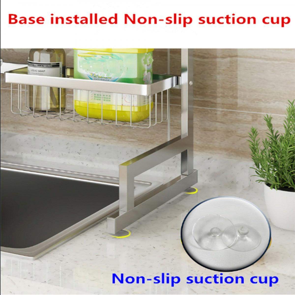 34.6" Stainless Steel Black Dish Drying Rack Over Kitchen Sink, Dishes and Utensils Draining Shelf-Aldronix