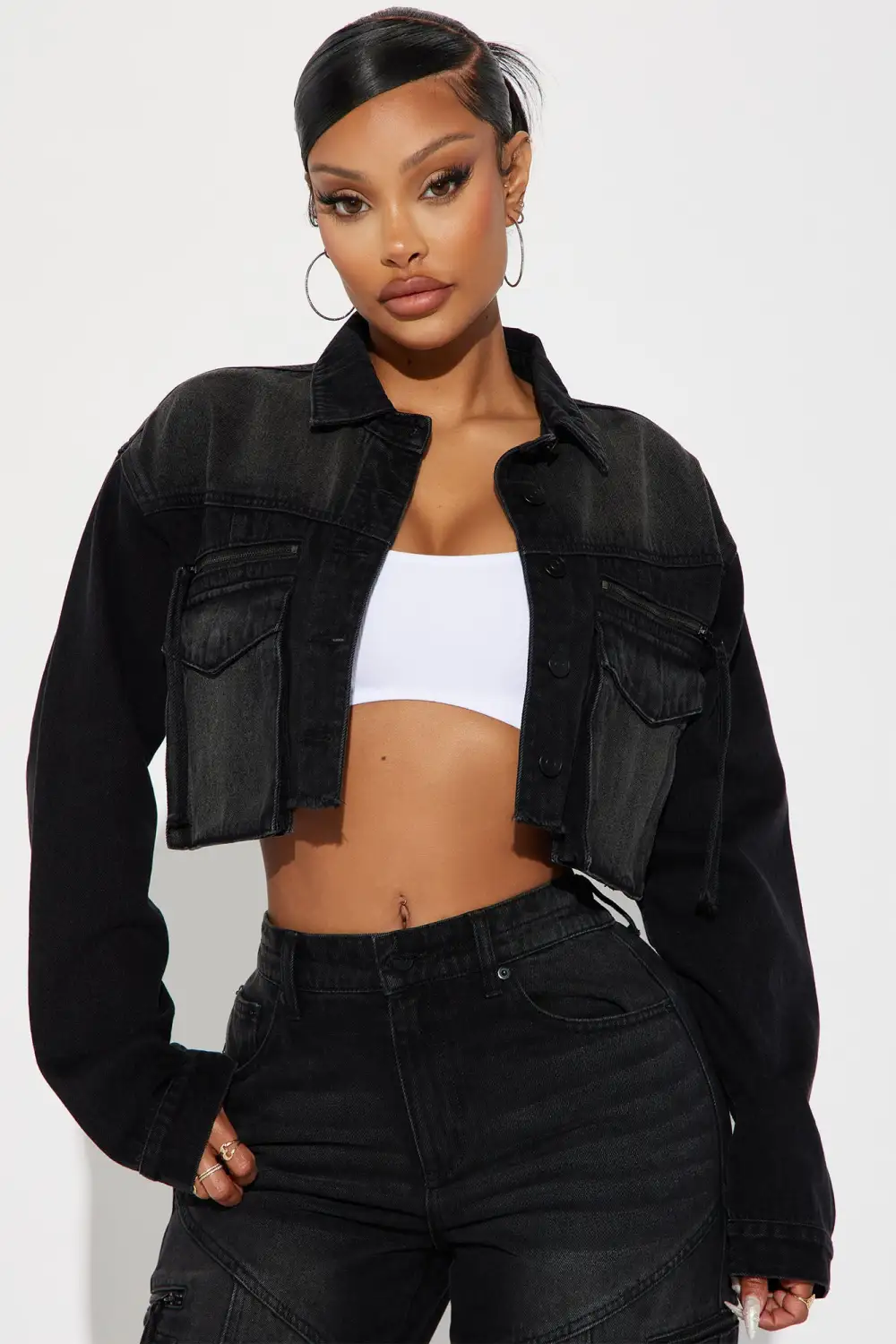 Angel In Disguise Cargo Denim Jacket - Black Wash-Aldronix